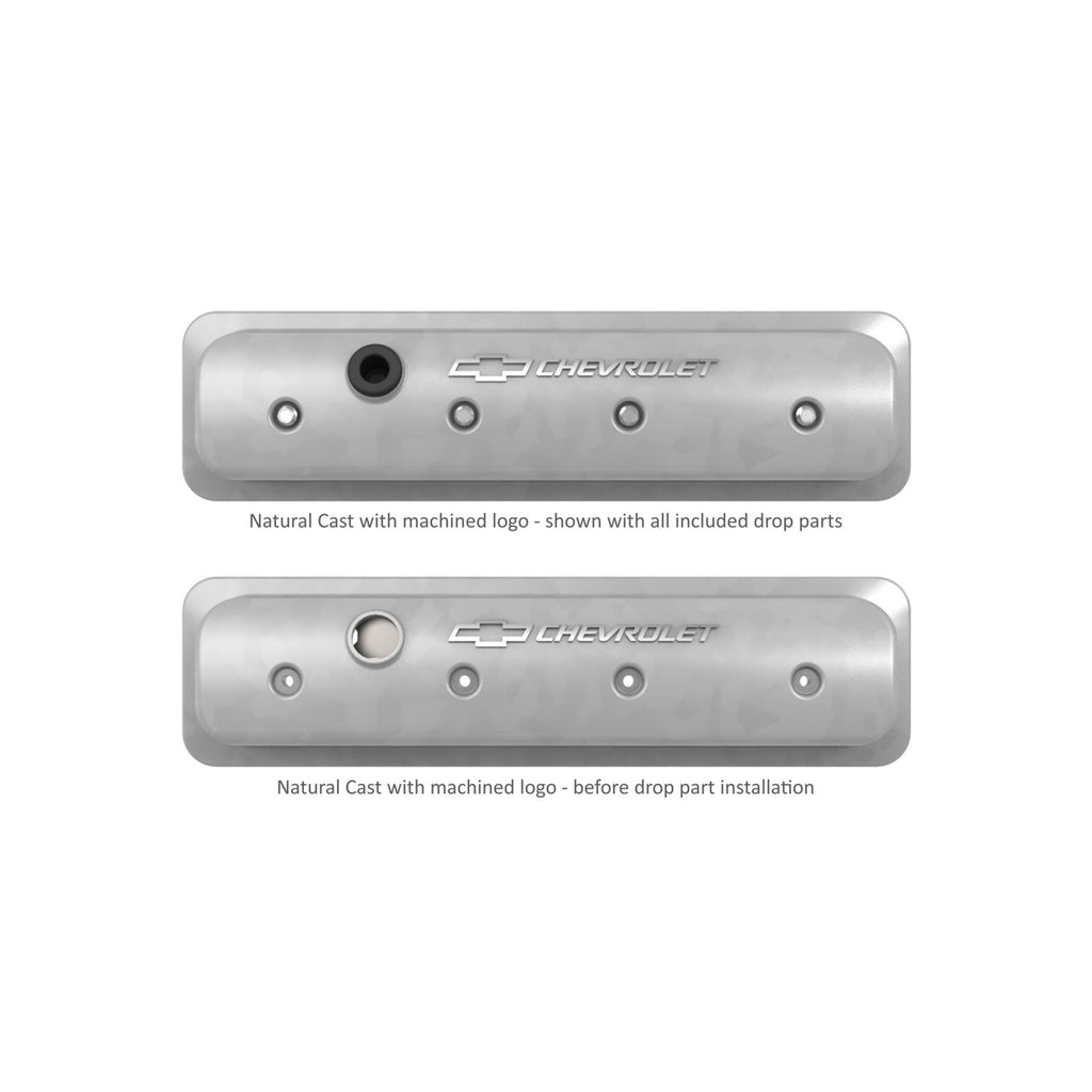 GM Licensed Valve Cover Muscle Series SBC Center Bolt Natural Small Block Chevrolet ZZ6/Vortec Emissions Provision Holley