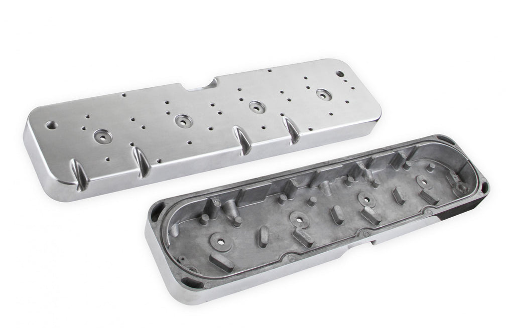 LS Valve Cover Adapter Plates Small Block Chevy to LS Polished Finish Holley