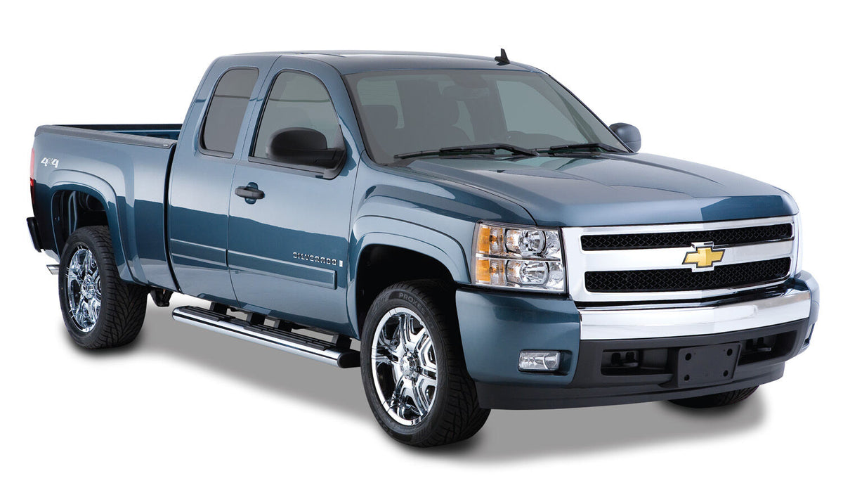 OE Style Fender Flares Black Smooth Finish 4-Piece Set For 2007-2014 Silverado 1500/2500 HD/3500 HD Husky Liners