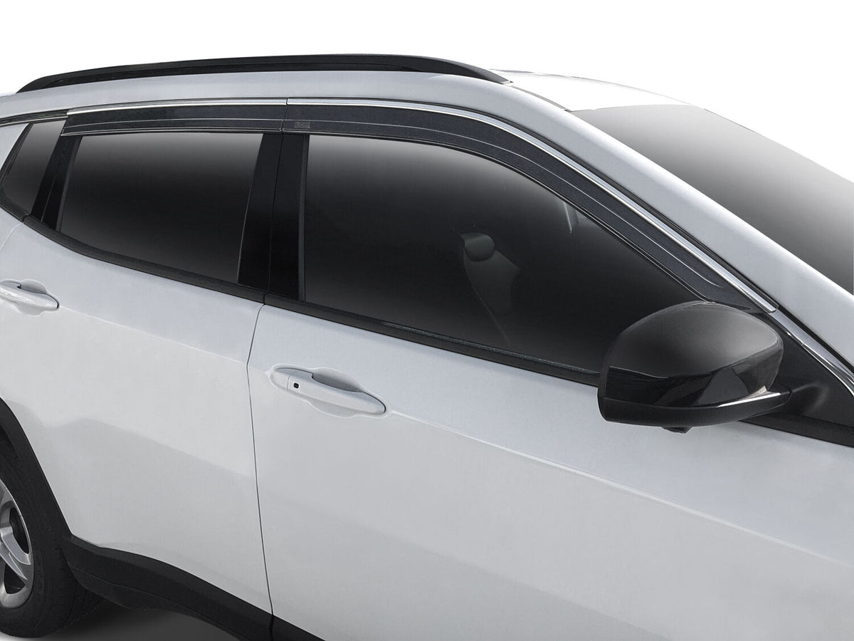 Low Profile Ventvisor Deflector Smoke with Chrome Trim Outside Mount 4 Piece For 2022-2024 Jeep Grand Cherokee Husky Liners