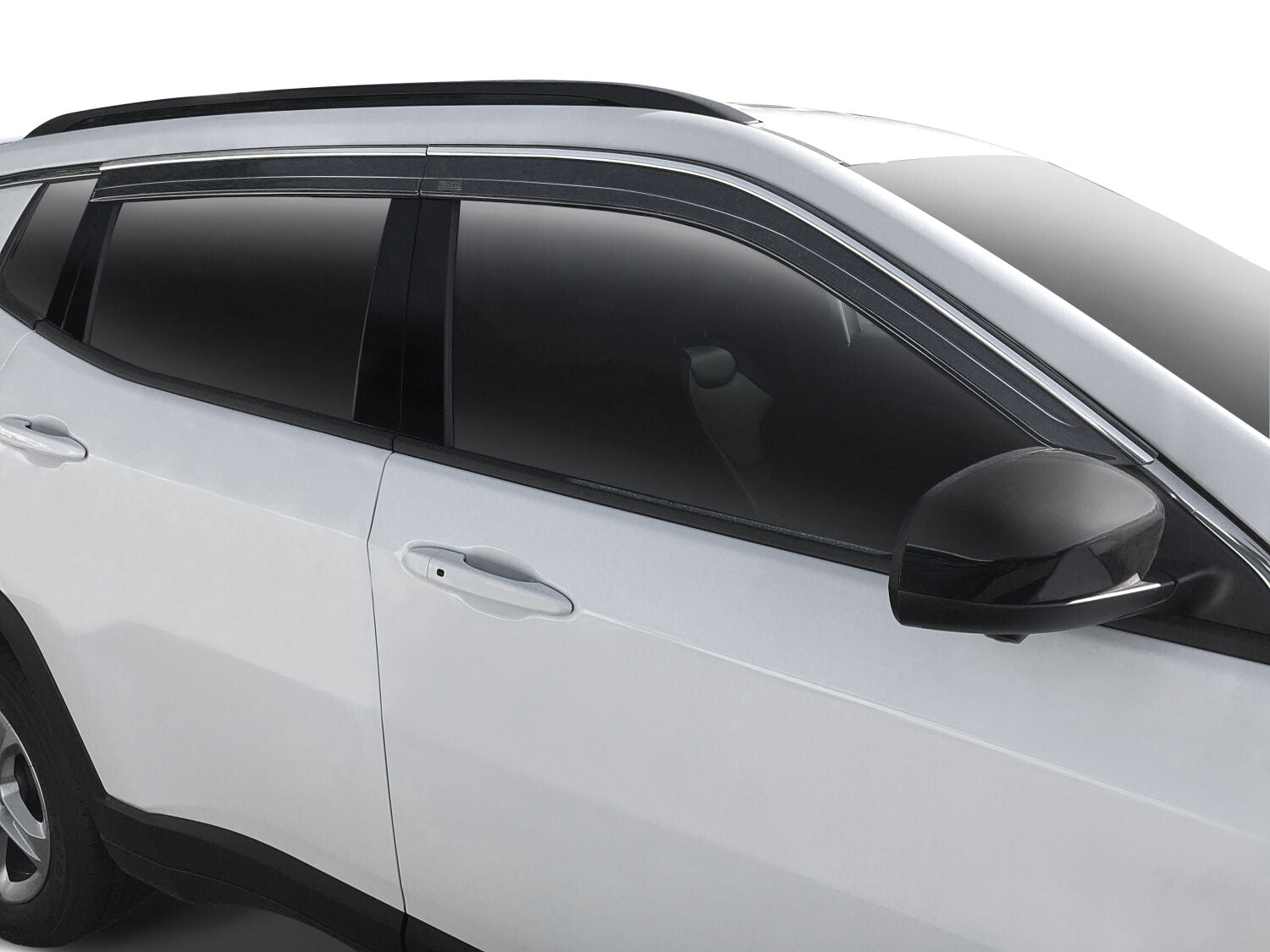 Low Profile Ventvisor Deflector Smoke with Chrome Trim Outside Mount 4 Piece For 2014-2023 Jeep Cherokee Husky Liners