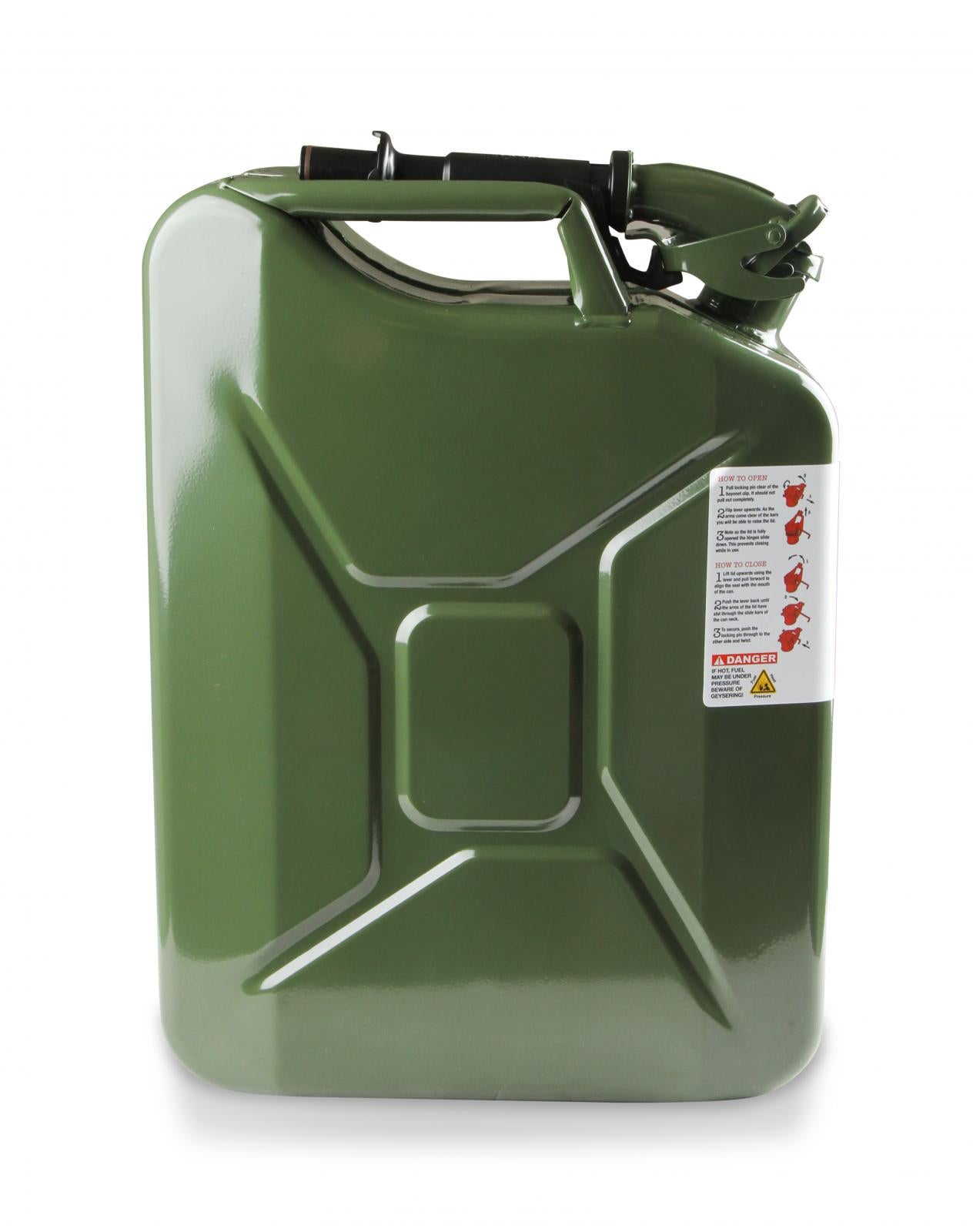 Jerry Can Green 5.3 Gallon 20 Liter Steel w/ Safety Cap and Spout Anvil Offroad