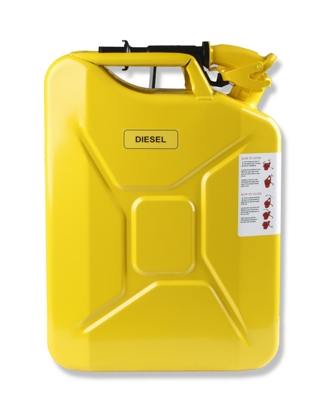 Jerry Can Yellow 5.3 Gallon 20 Liter Steel w/ Safety Cap and Spout Anvil Offroad