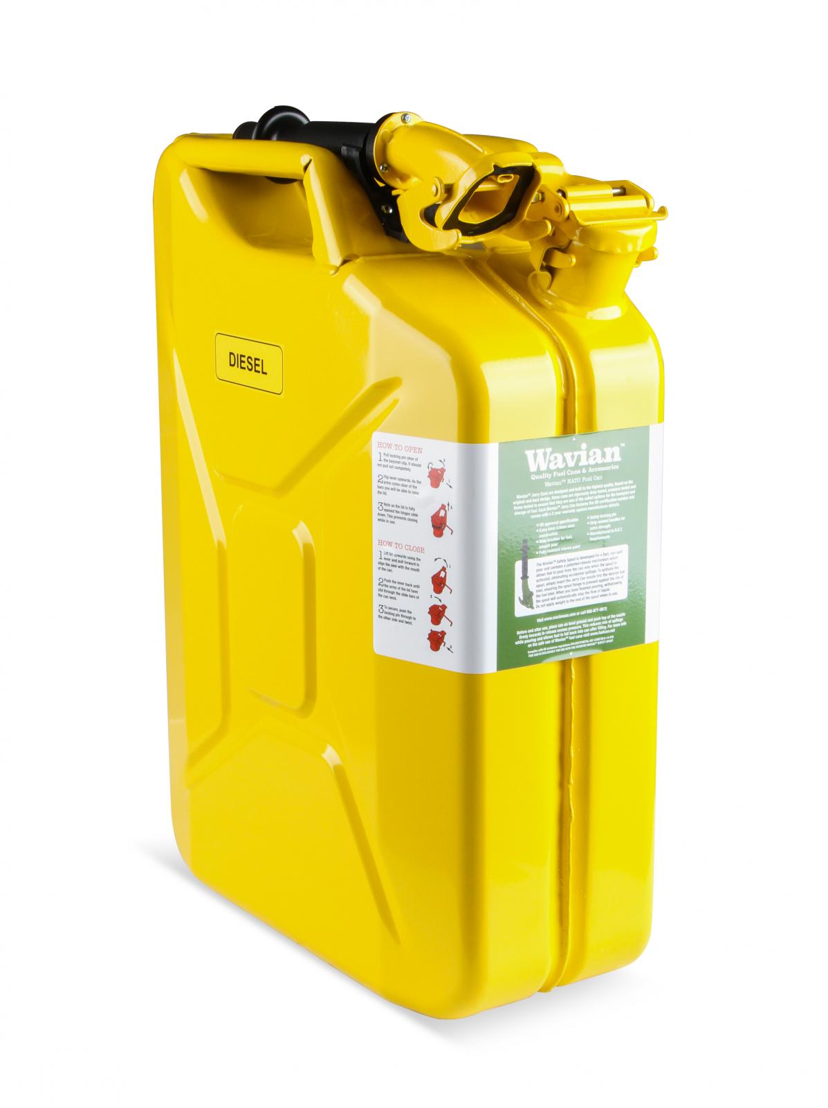 Jerry Can Yellow 5.3 Gallon 20 Liter Steel w/ Safety Cap and Spout Anvil Offroad