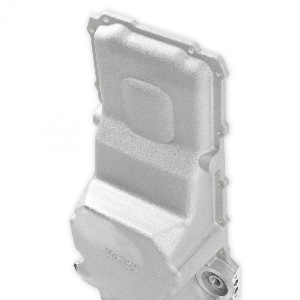 GM LS Swap Oil Pan Most Front Clearance No Drain-Back Holes Fits LS Swapped Vehicles Requiring Even More Clearance Than the 302-1 and 302-2 Same As 302-3 But Without Drain-Back and Plugs Holley