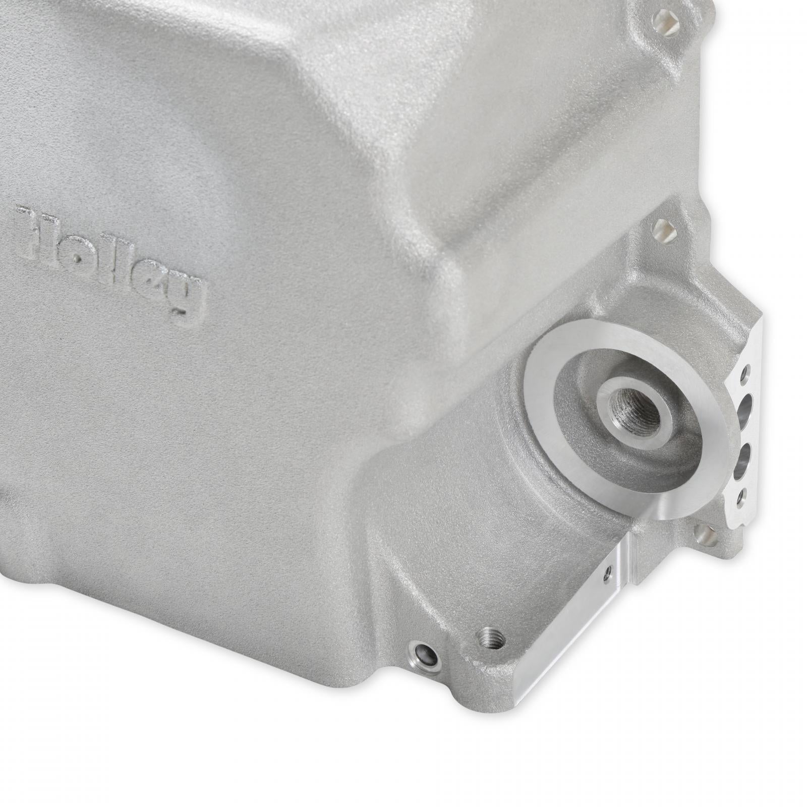 GM LS Swap Oil Pan Most Front Clearance No Drain-Back Holes Fits LS Swapped Vehicles Requiring Even More Clearance Than the 302-1 and 302-2 Same As 302-3 But Without Drain-Back and Plugs Holley