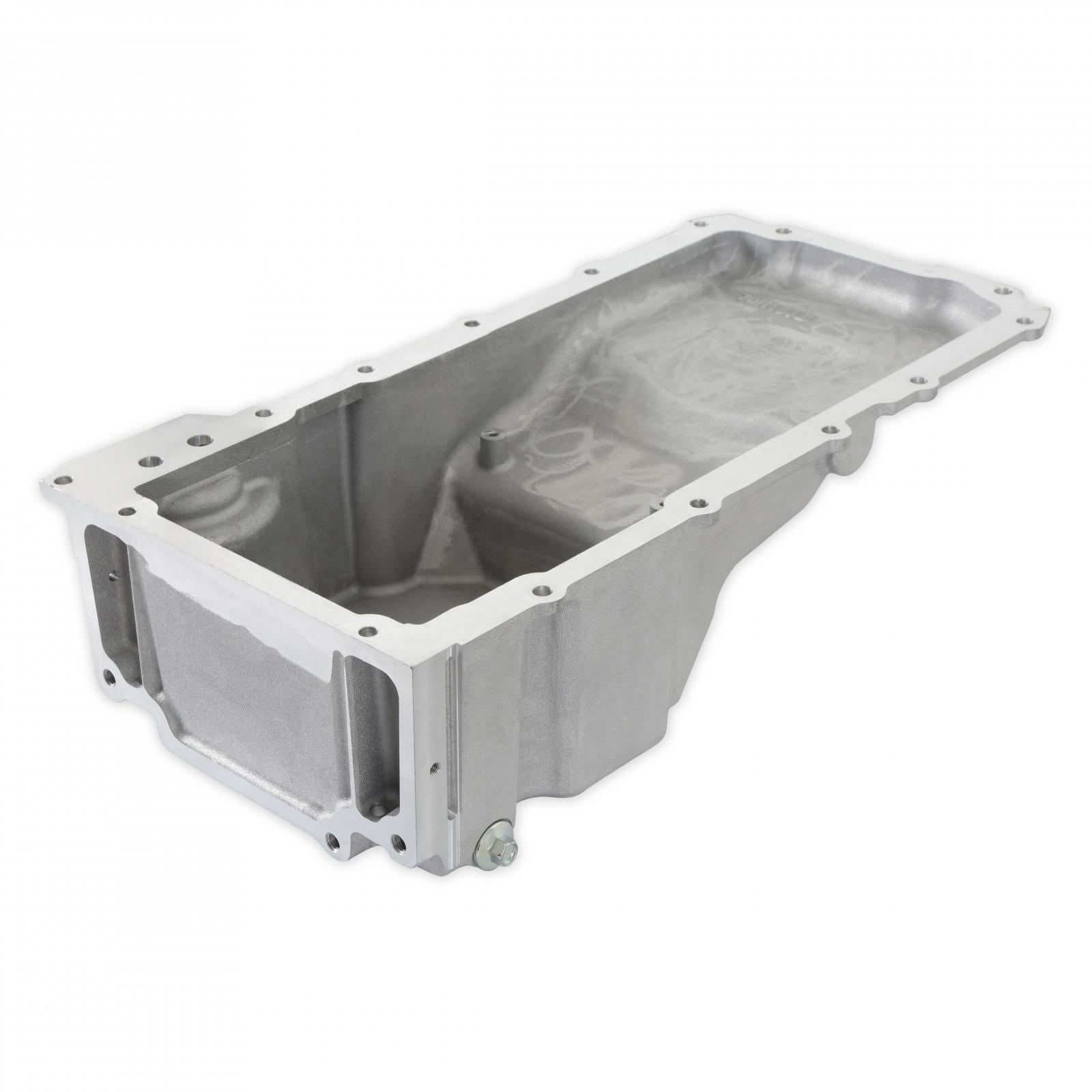 GM LS Swap Oil Pan Most Front Clearance No Drain-Back Holes Fits LS Swapped Vehicles Requiring Even More Clearance Than the 302-1 and 302-2 Same As 302-3 But Without Drain-Back and Plugs Holley