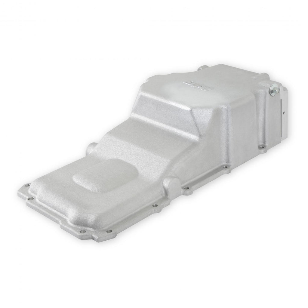 GM LS Swap Oil Pan Most Front Clearance No Drain-Back Holes Fits LS Swapped Vehicles Requiring Even More Clearance Than the 302-1 and 302-2 Same As 302-3 But Without Drain-Back and Plugs Holley