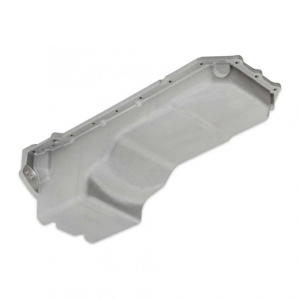 Gen III Hemi Swap Oil Pan Rear-Sump Natural Non-VVT Fits Non-VVT Gen III Hemi Engines 2003-2008 5.7L, 2005-2010 6.1L, 2007-2010 392 Hemi Crate Engines Rear-Sump Design Fits Most Trucks Natural As-Cast Finish Holley