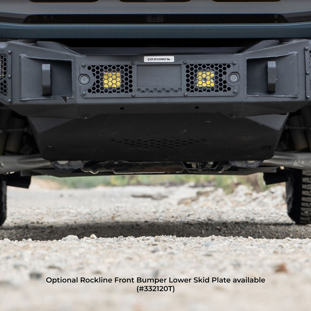 Rockline Winch Ready Front Full Width Bumper For Ford Bronco Textured Black 2021-2026 Ford Bronco Go Rhino