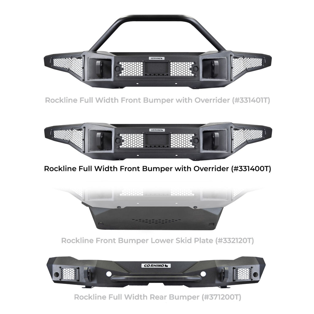 Rockline Winch Ready Front Full Width Bumper For Ford Bronco Textured Black 2021-2026 Ford Bronco Go Rhino