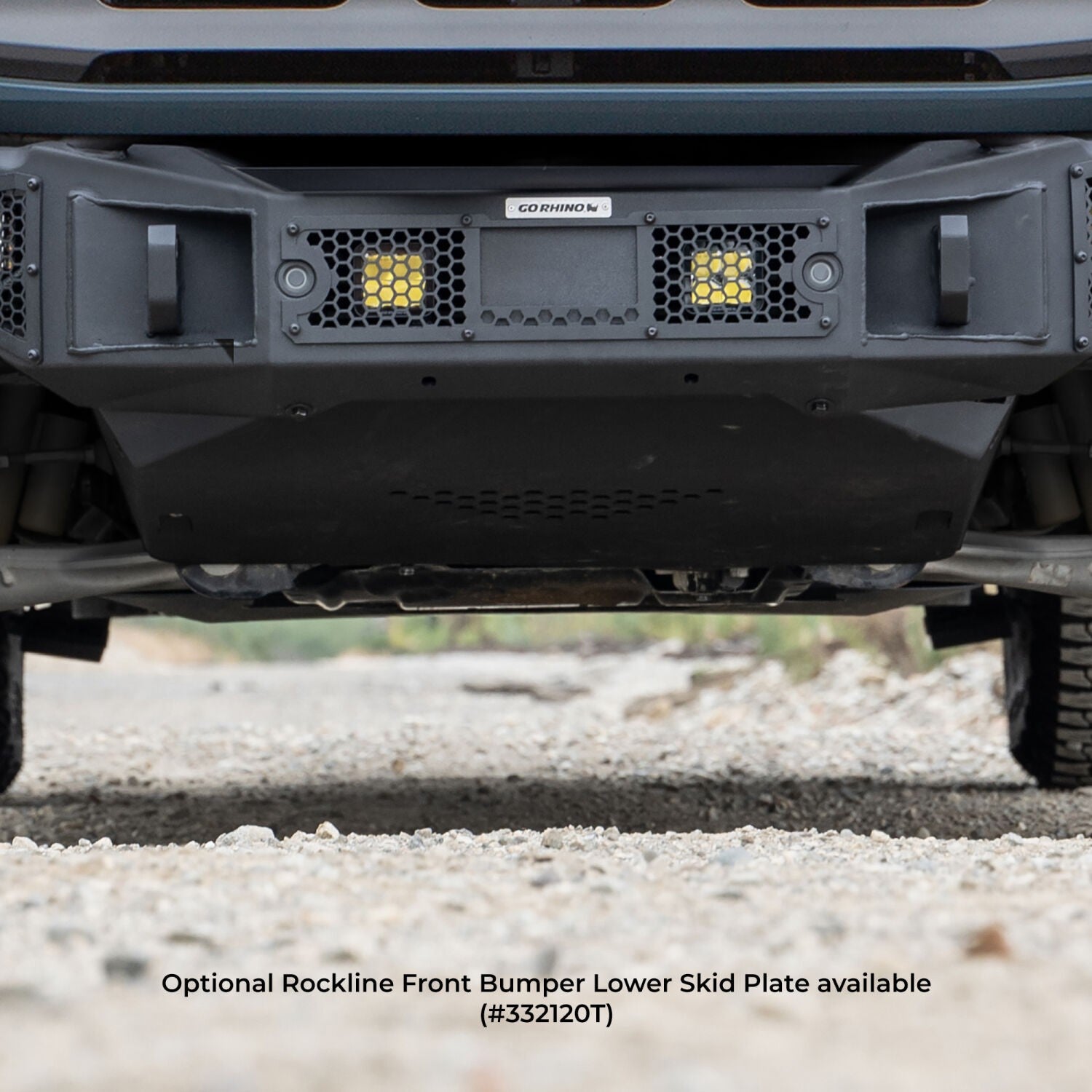 Rockline Winch Ready Front Full Width Bumper With Overrider For Ford Bronco Textured Black 2021-2026 Ford Bronco Go Rhino