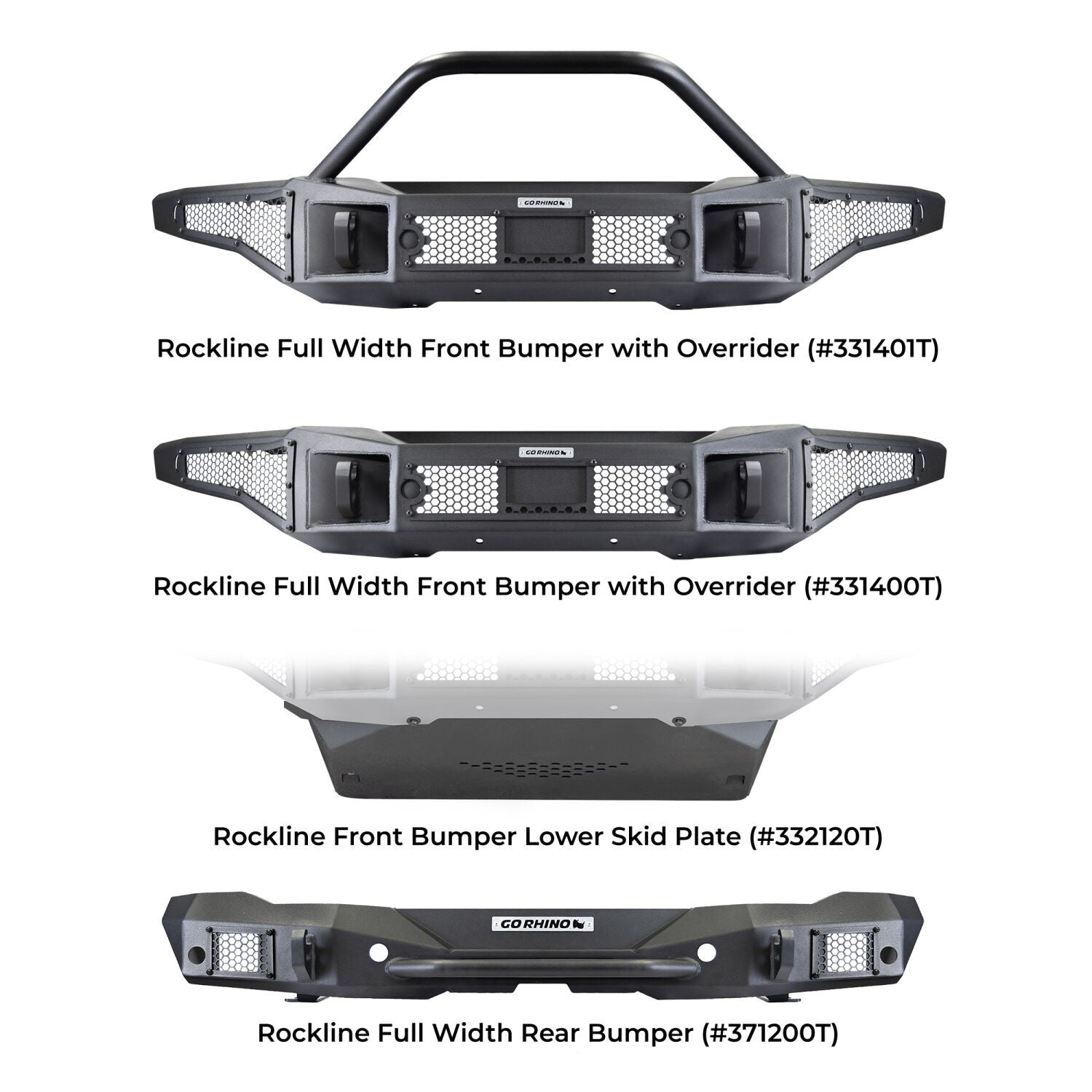 Rockline Front Bumper Lower Skid Plate For Ford Bronco Textured Black 2021-2026 Ford Bronco 2025-2025 Jeep Gladiator Go Rhino
