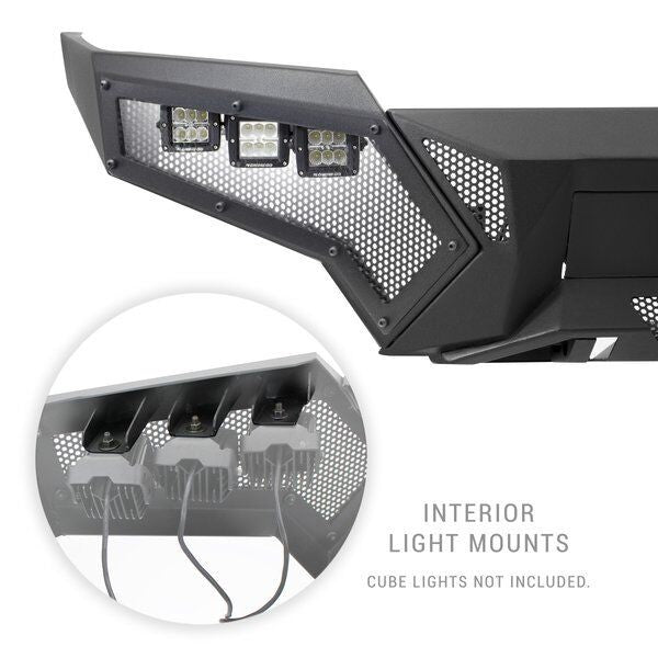Element Front Bumper with Power Actuated Hide Away Light Bar Mount Textured Black 2021-2023 Ford F-150 Go Rhino