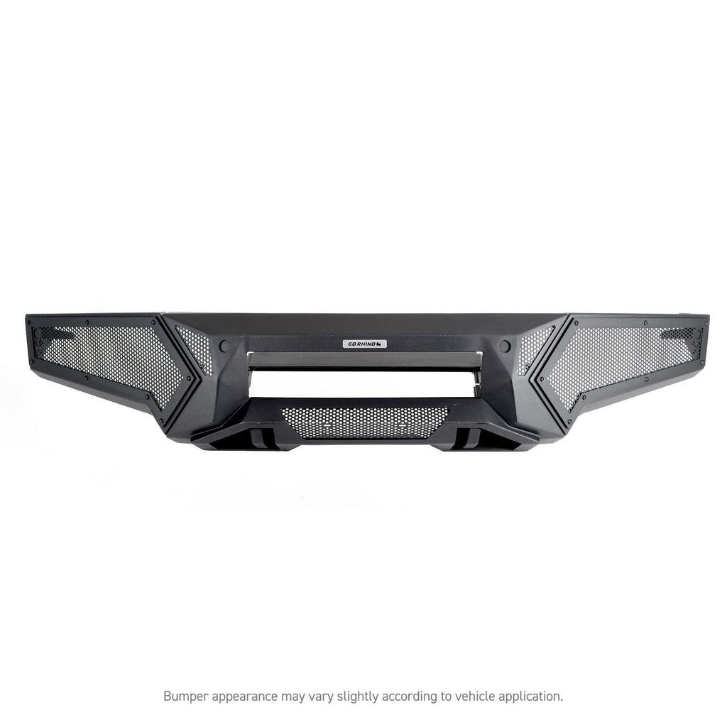 Element Front Bumper with Power Actuated Hide Away Light Bar Mount Textured Black 2021-2023 Ford F-150 Go Rhino