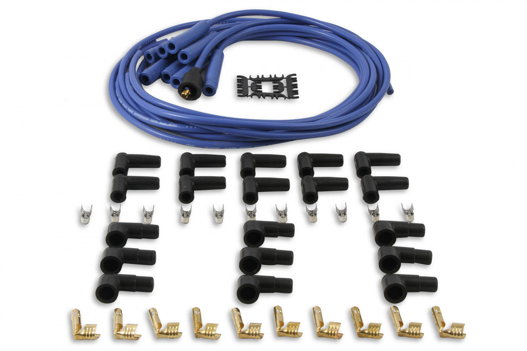 Spark Plug Wire Set- 8MM Blue Wire With Blue Straight Boots 4040B, Spark Plug Wires, Super Stock, Spiral Core, 8Mm, Blue, Set ACCEL