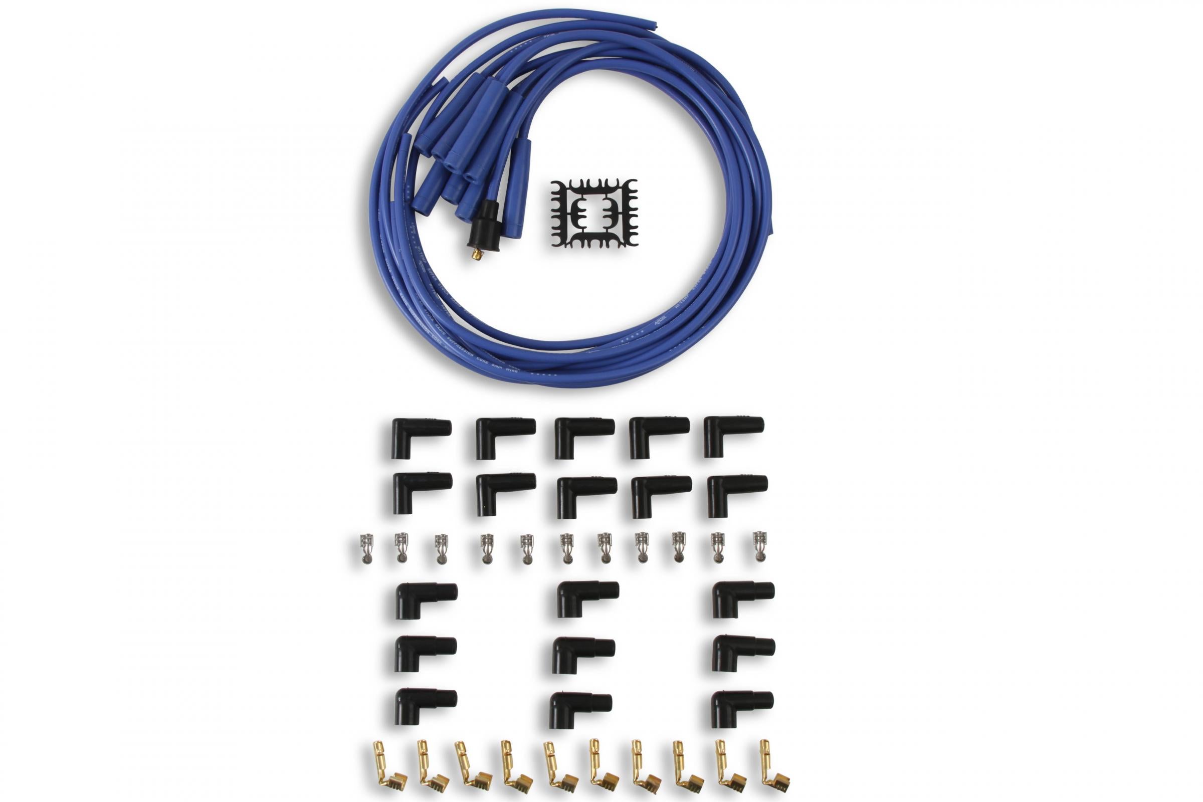 Spark Plug Wire Set- 8MM Blue Wire With Blue Straight Boots 4040B, Spark Plug Wires, Super Stock, Spiral Core, 8Mm, Blue, Set ACCEL