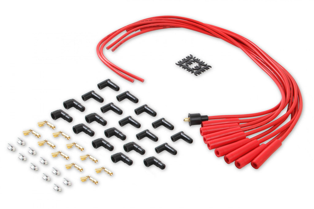 Spark Plug Wire Set- 8MM Red Wire With Red Straight Boots 4040R, Spark Plug Wires, Super Stock, Spiral Core, 8Mm, Red, Set ACCEL