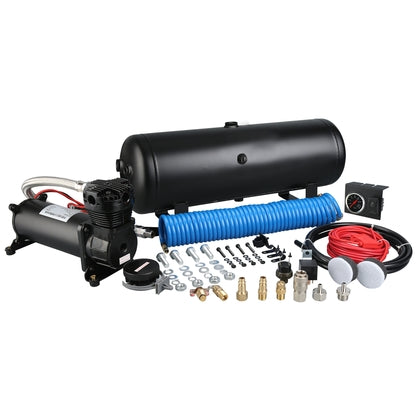 On Board Air Kit 145Psi 1.8Cfm 2.5 Gallon Air Tank In-Cab Gauge And Switch Bulldog Winch