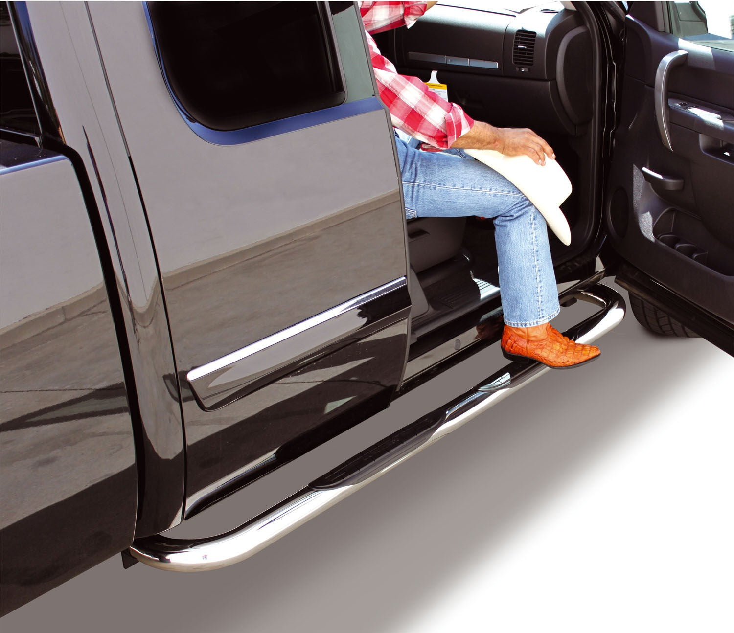 4000 Series SideSteps With Mountins Bracket Kit Polished Stainless Steel 1980-1996 Ford F-150/F-250 F-350 Go Rhino