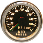 0-200psi Air Pressure Gauge 2.0 Inch Dual Needle Mechanical Lighted Bulldog Winch