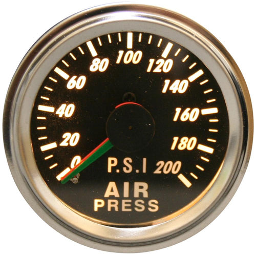 0-200psi Air Pressure Gauge 2.0 Inch Dual Needle Mechanical Lighted Bulldog Winch