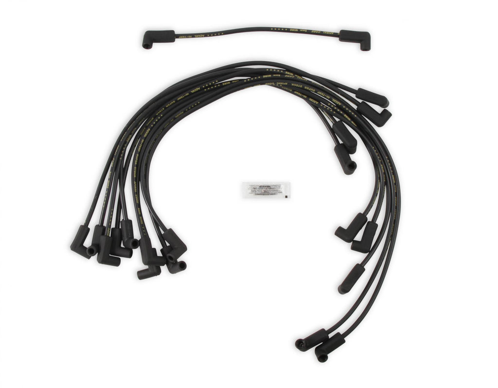 Spark Plug Wire Set- 8MM Super Stock Custom Black Wire Custom Spark Plug Wire Set 500 Ohms/Ft Sprial Core Sbc 1987-1995 V8 ACCEL