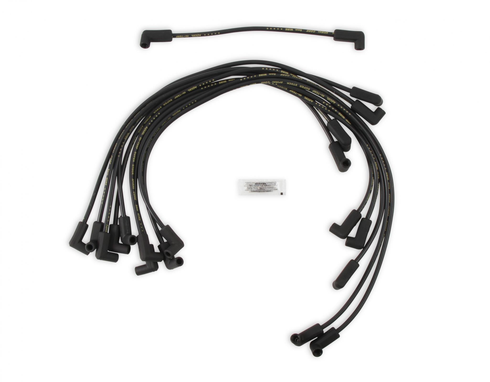 Spark Plug Wire Set- 8MM Super Stock Custom Black Wire Custom Spark Plug Wire Set 500 Ohms/Ft Sprial Core Sbc 1987-1995 V8 ACCEL