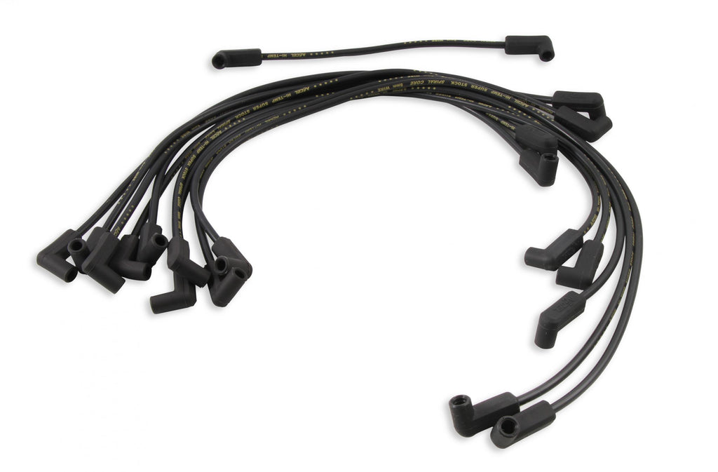 Spark Plug Wire Set- 8MM Super Stock Custom Black Wire Custom Spark Plug Wire Set 500 Ohms/Ft Sprial Core Sbc 1987-1995 V8 ACCEL