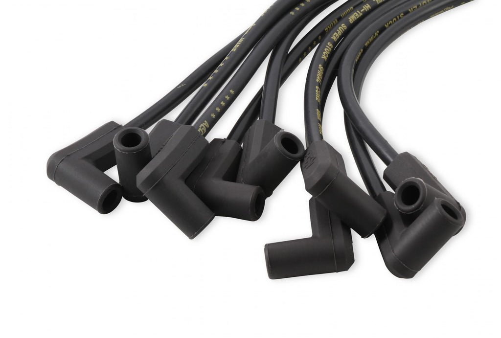 Spark Plug Wire Set- 8MM Super Stock Custom Black Wire Custom Spark Plug Wire Set 500 Ohms/Ft Sprial Core Sbc 1987-1995 V8 ACCEL