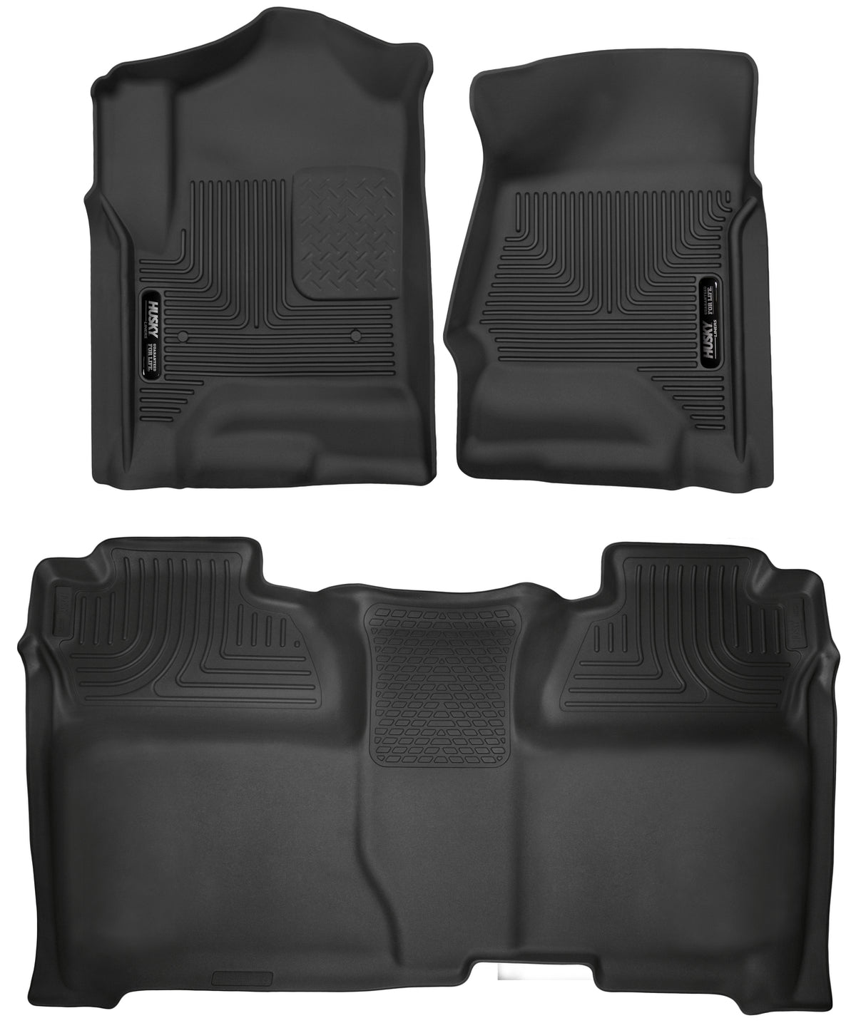 X-act Contour Front & 2nd Seat Floor Liners For 2014-2019 Silverado/Sierra 1500/2500 HD/3500 HD Husky Liners