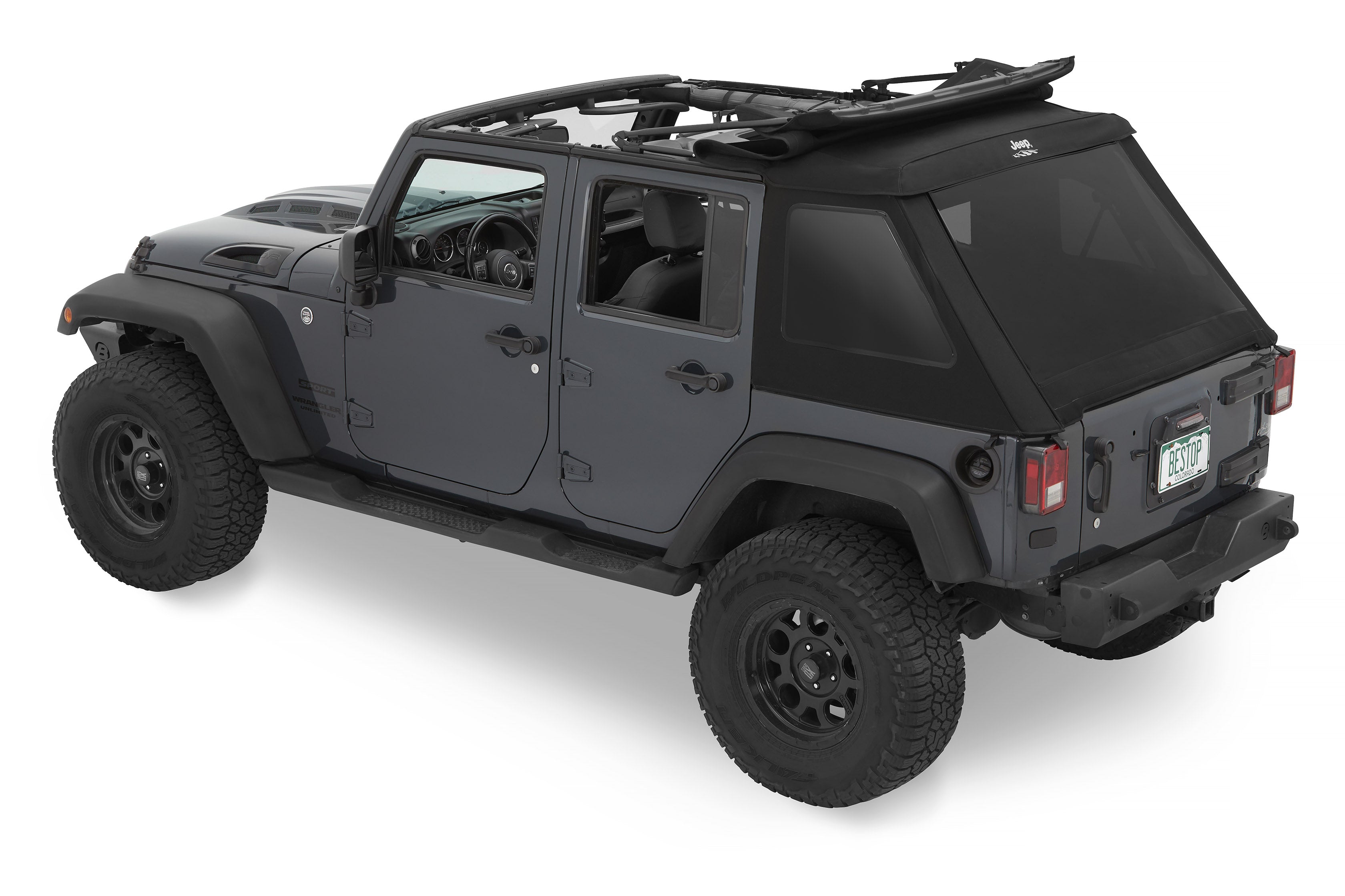 Jeep Trektop Glide - Jeep 07-18 Wrangler JK 4-Door (Premium Black Twill) Bestop