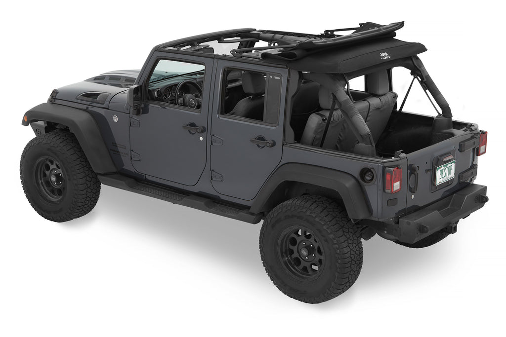 Jeep Trektop Glide - Jeep 07-18 Wrangler JK 4-Door (Premium Black Twill) Bestop