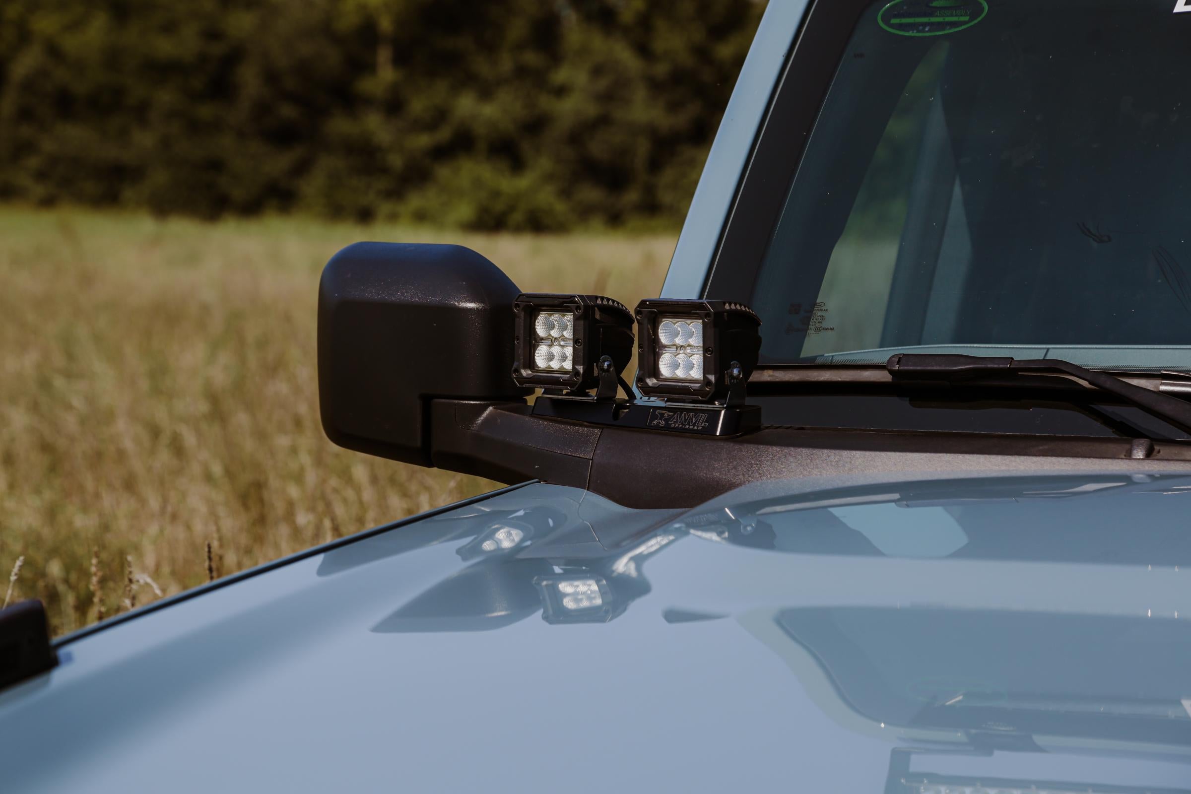 2021+ Ford Bronco Mirror LED Light Mounts Front Anvil Off-Road
