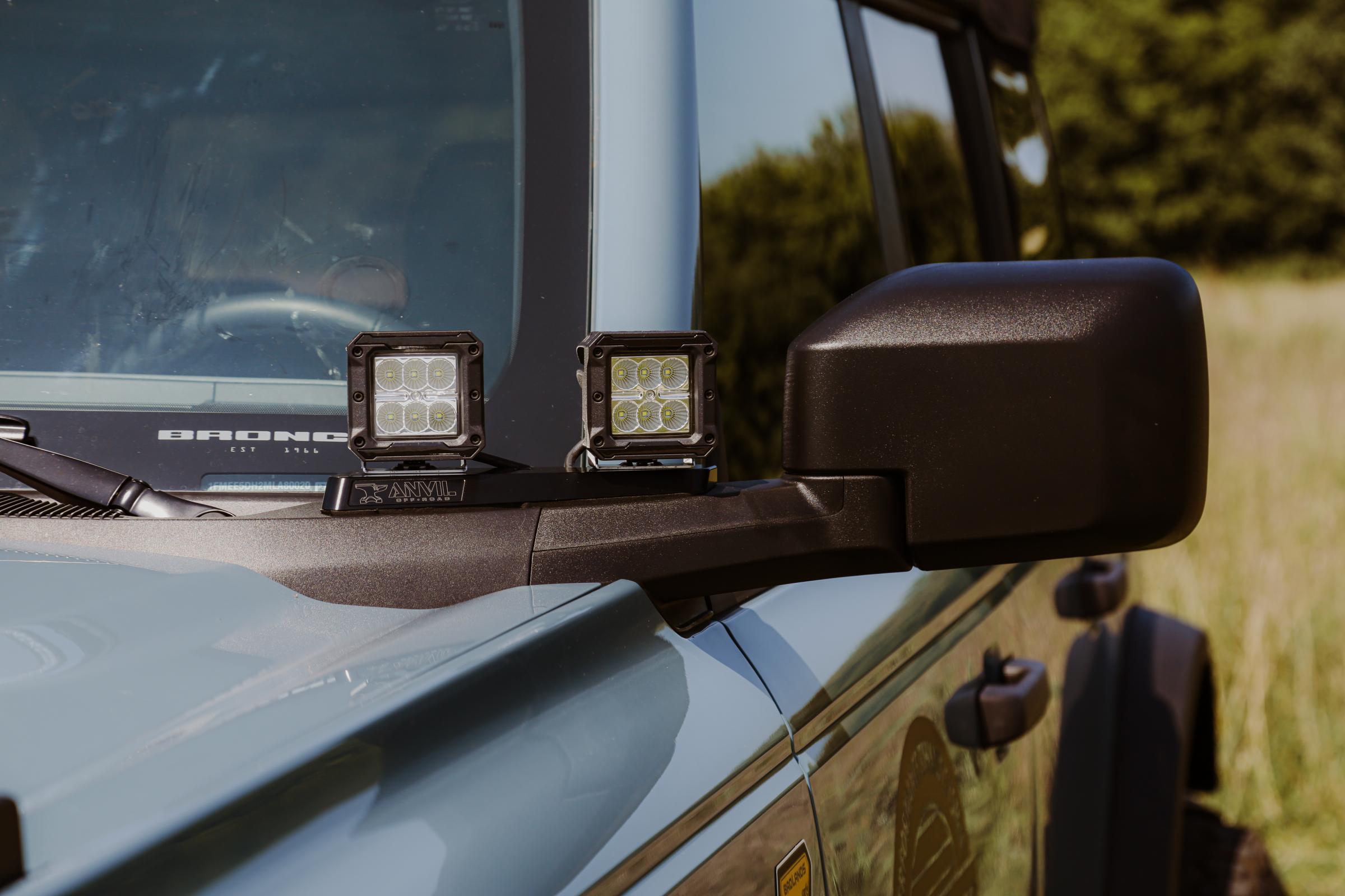 2021+ Ford Bronco Mirror LED Light Mounts Front Anvil Off-Road