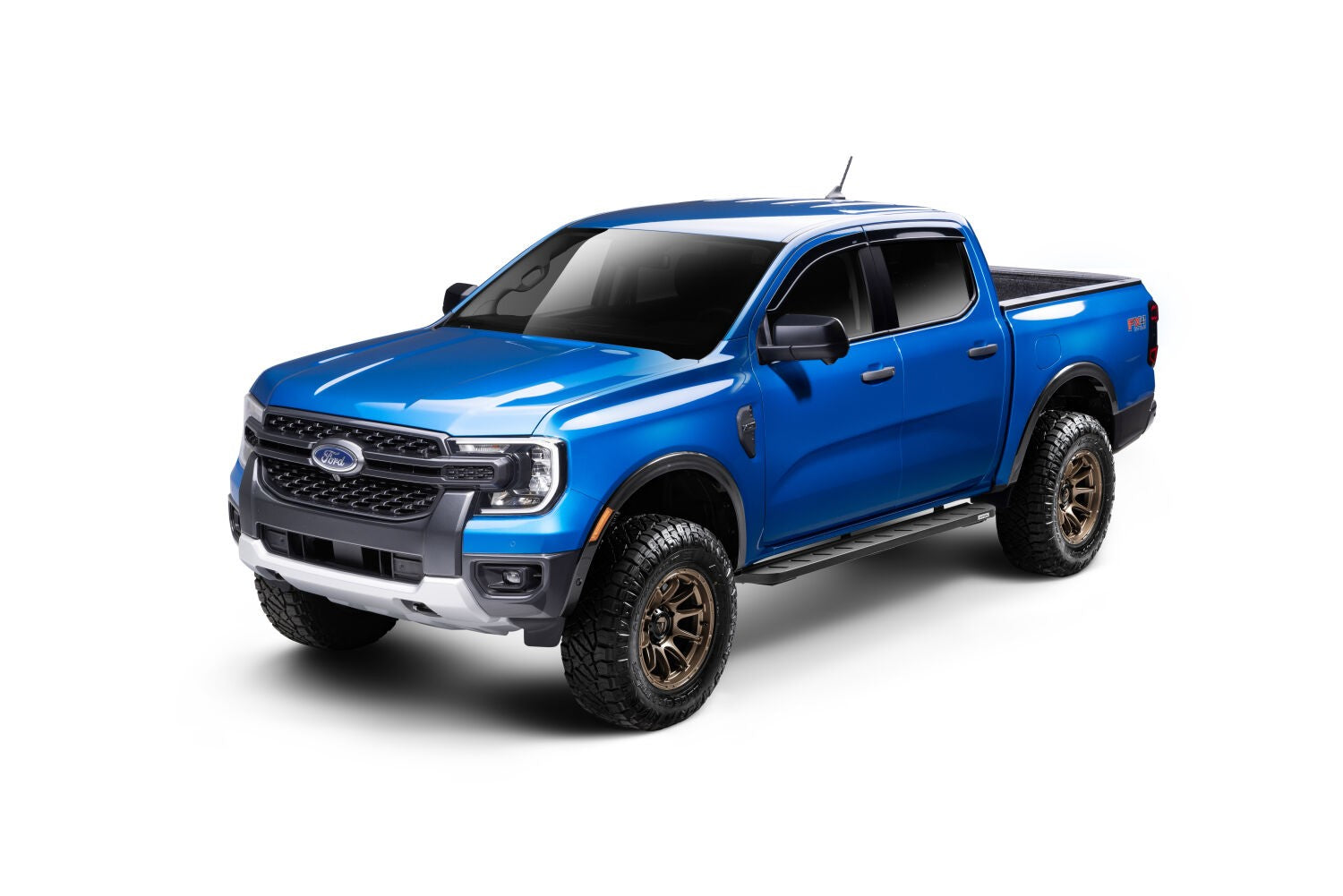 RB10 Running Boards With Mounting Brackets Textured Black 2019-2026 Ford Ranger Go Rhino