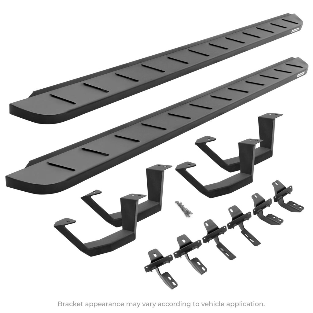 RB10 Running Boards With Mounting Brackets & 2 Pairs of Drop Steps Kit Textured Black 2019-2026 Sierra 1500 2020-2026 Sierra 2500/3500 HD Go Rhino