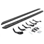 RB10 Slim Line Running Boards 87 Inch With Mounting Brackets Curved Textured Black 2015-2019 Silverado/Sierra 2500 HD Go Rhino