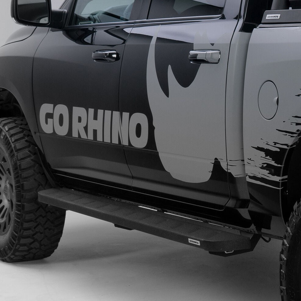 RB10 Running Boards With Mounting Brackets Protective Bedliner Coating 2009-2010 Dodge Ram 1500/2500/3500 Go Rhino