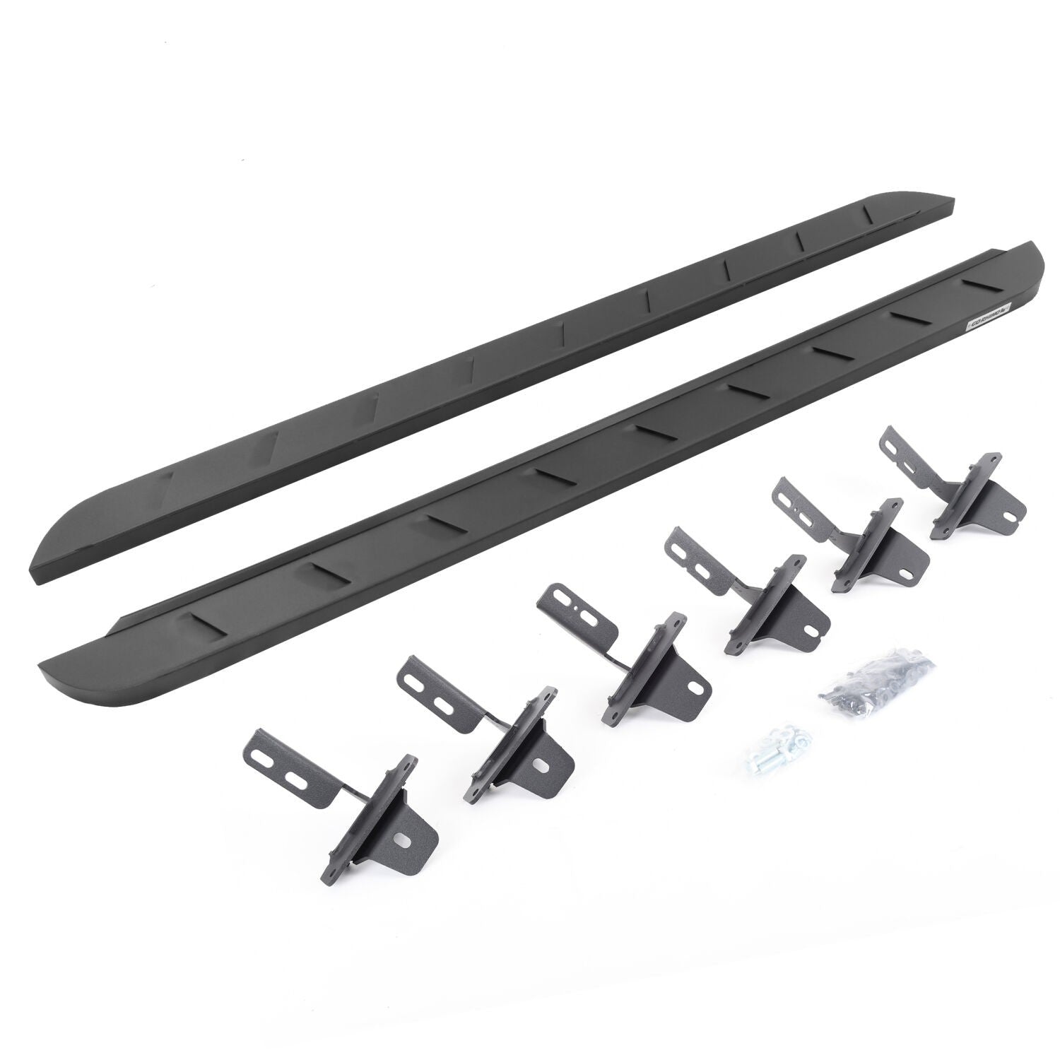 RB10 Slim Line Running Boards With Mounting Brackets Curved  Textured Black 2021-2025 Ford Bronco 4 Door Go Rhino