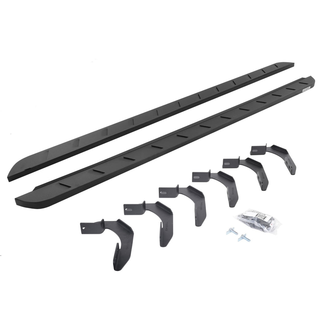 RB10 Slim Line Running Boards W/Mounting Brackets Textured Blk 2005-2026 Nissan Frontier Go Rhino