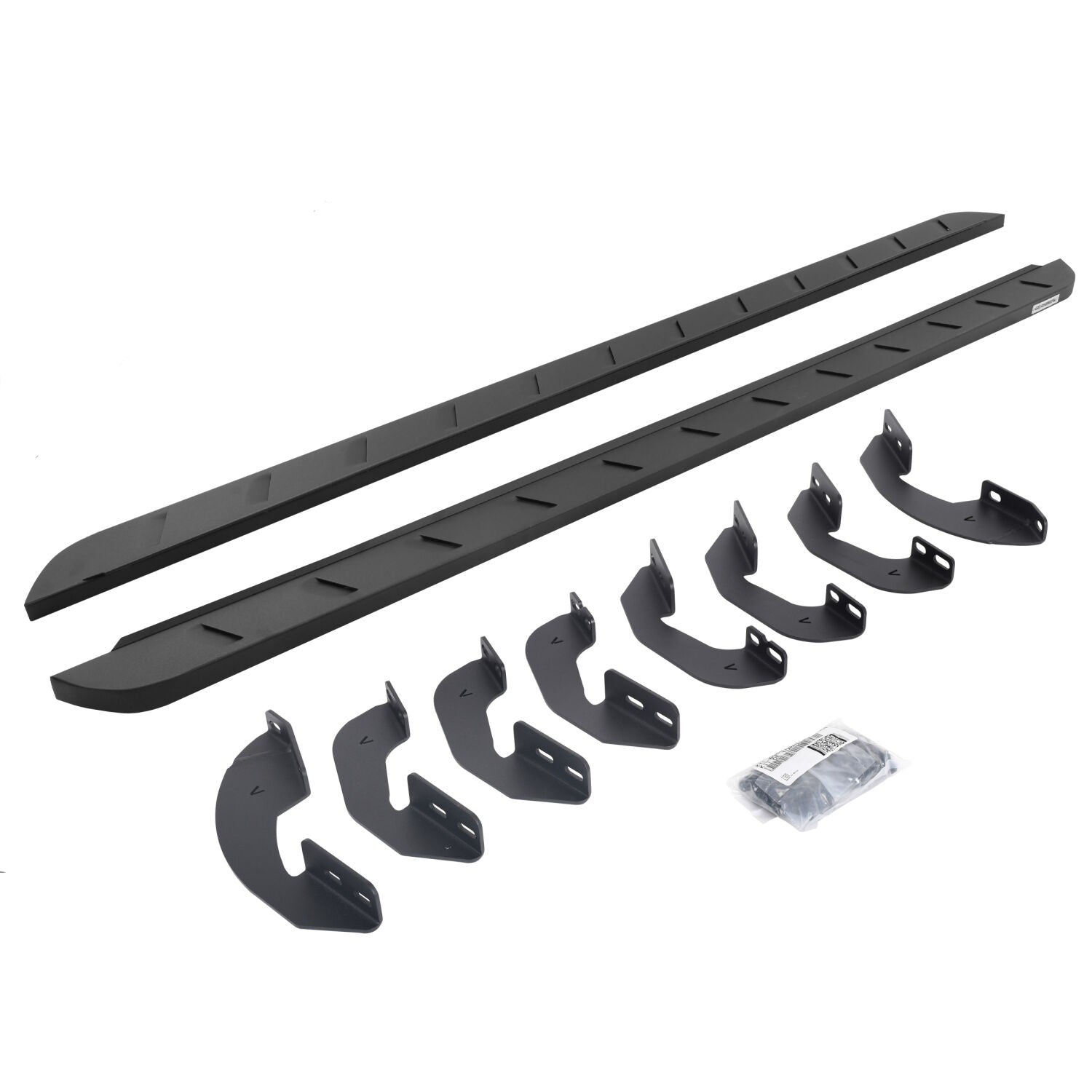 RB10 Slim Line Running Boards With Mounting Brackets Cruved Textured Black 2007-2021 Toyota Tundra Extended Cab Go Rhino