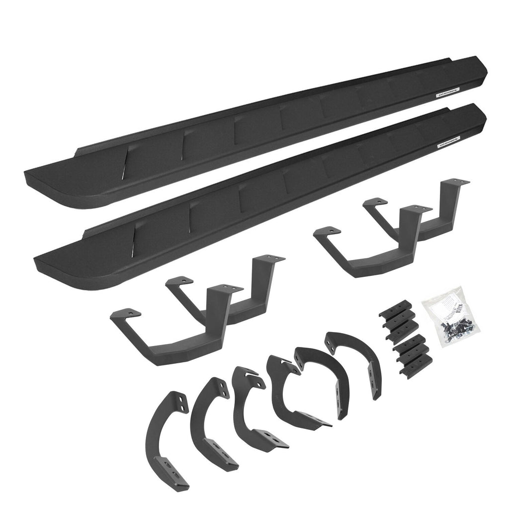 RB10 Running Boards With Mounting Brackets & 2 Pairs of Drop Steps Kit Textured Black 2014-2024 Toyota 4Runner Go Rhino