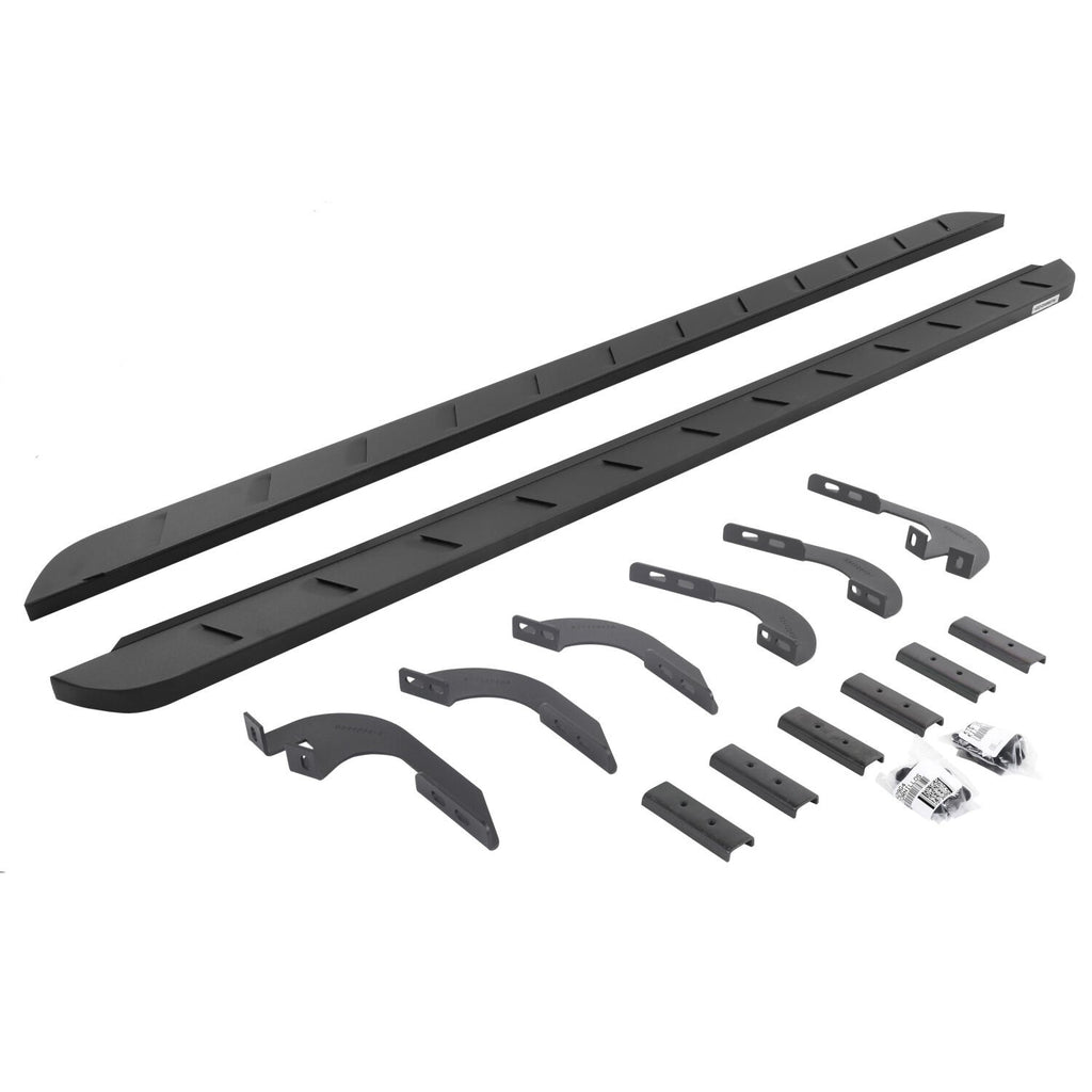 RB10 Slim Line Running Boards with Mounting Brackets Kit Textured Black 2024-2026 Toyota Tacoma Go Rhino