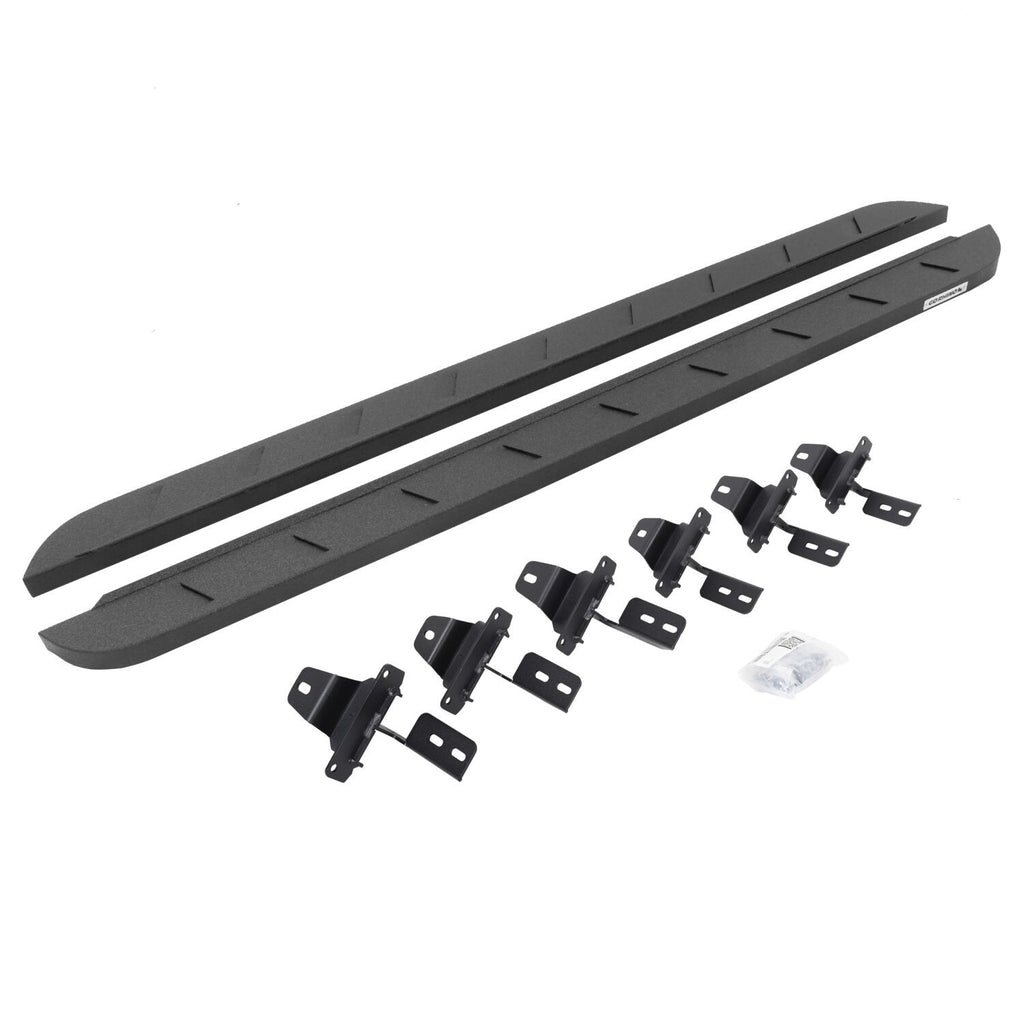 RB10 Slim Line Running Boards With Mounting Brackets Protective Bedliner Coating 2018-2026 Jeep Wrangler Go Rhino