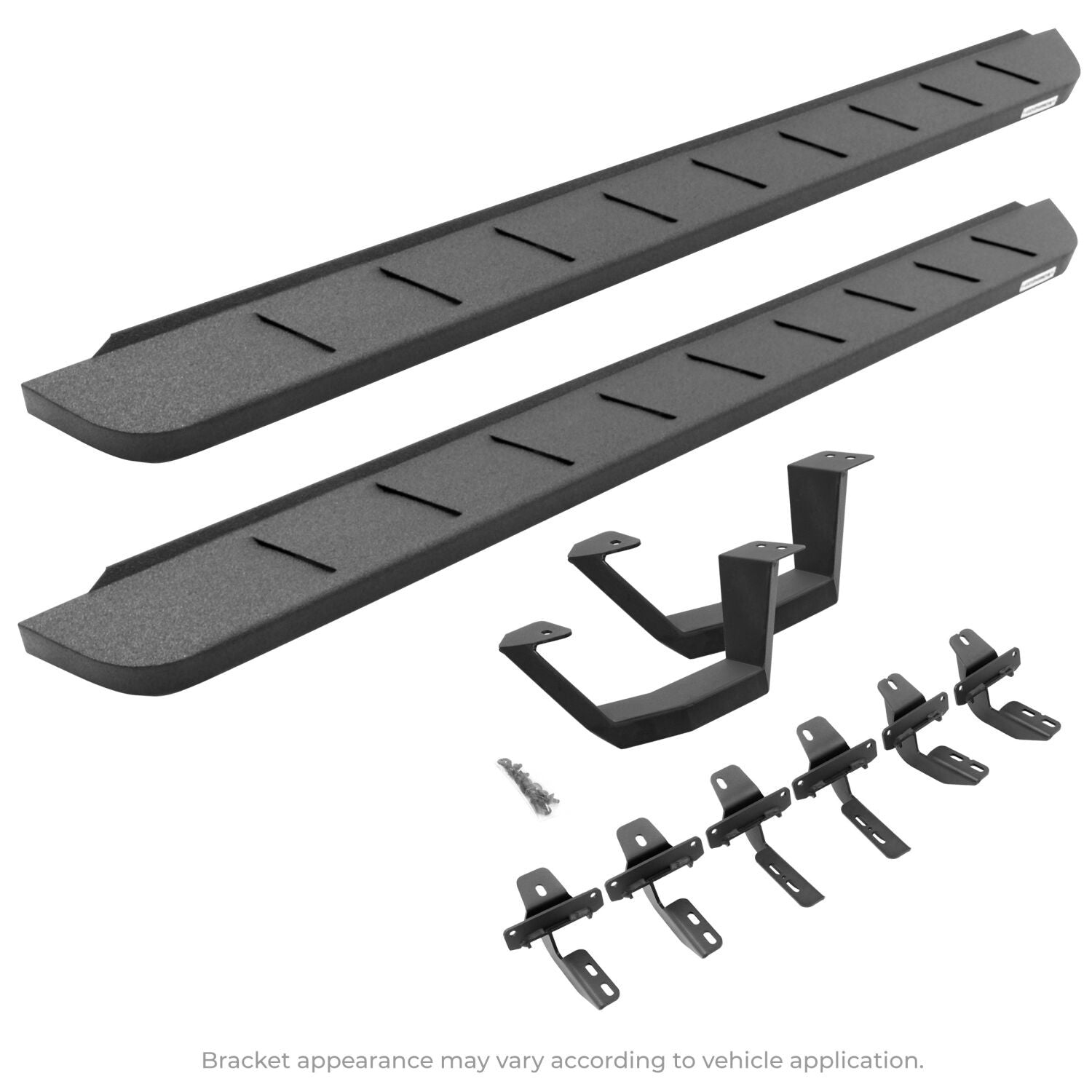 RB10 Running Boards With Mounting Brackets & 1 Pair of Drop Steps Kit Protective Bedliner Coating For 2007-2018 Jeep Wrangler JK 2 Door Go Rhino