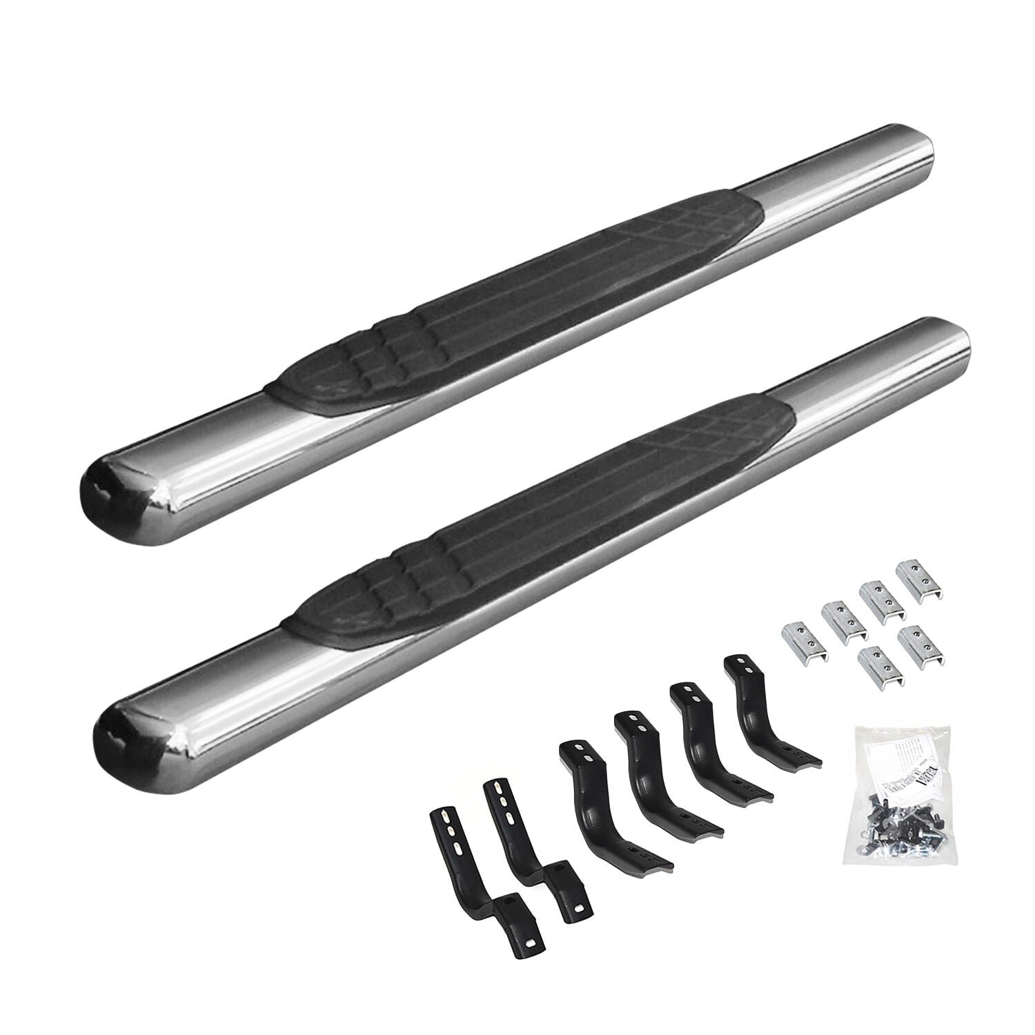 4 Inch OE Xtreme SideSteps With Mounting Bracket Kit Polished Stainless Steel 2015-2026 Ford F-150/ F-250/F-350 Standard Cab Go Rhino