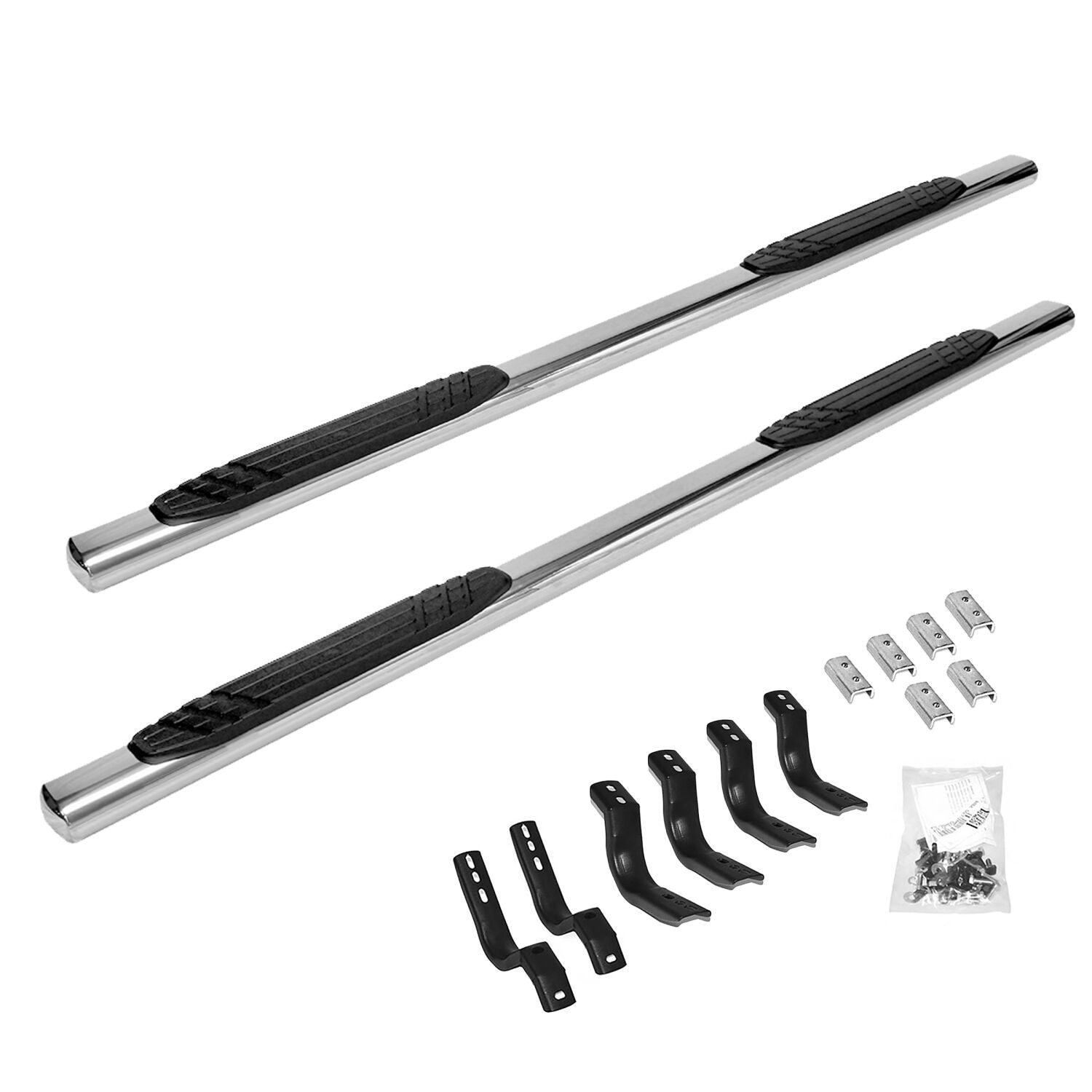 4 Inch OE Xtreme SideSteps With Mounting Bracket Kit Polished Stainless Steel 2015-2026 Ford F-150/ F-250/F-350 Crew Cab Go Rhino