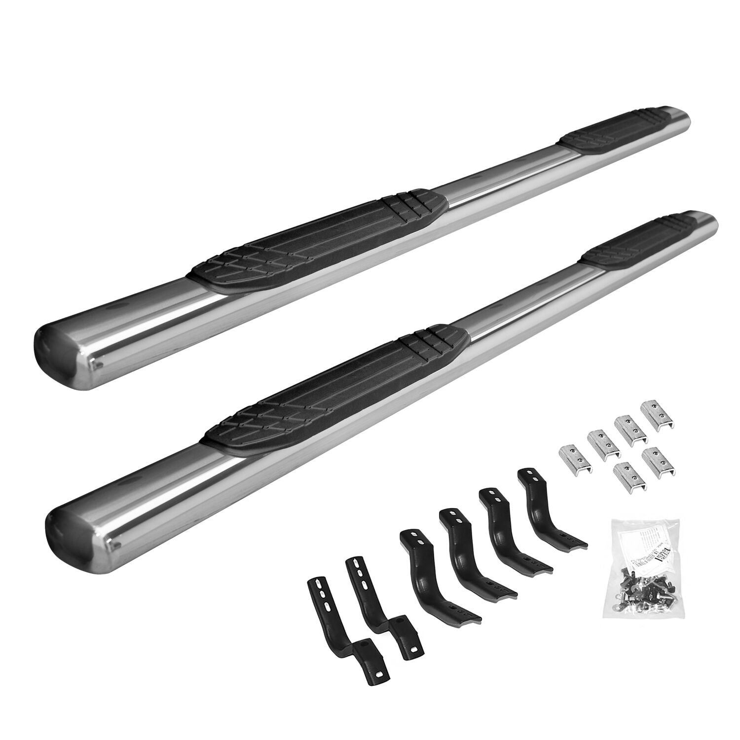 4 Inch OE Xtreme SideSteps With Mounting Bracket Kit Polished Stainless Steel Inch 2005-2026 Nissan Frontier Go Rhino