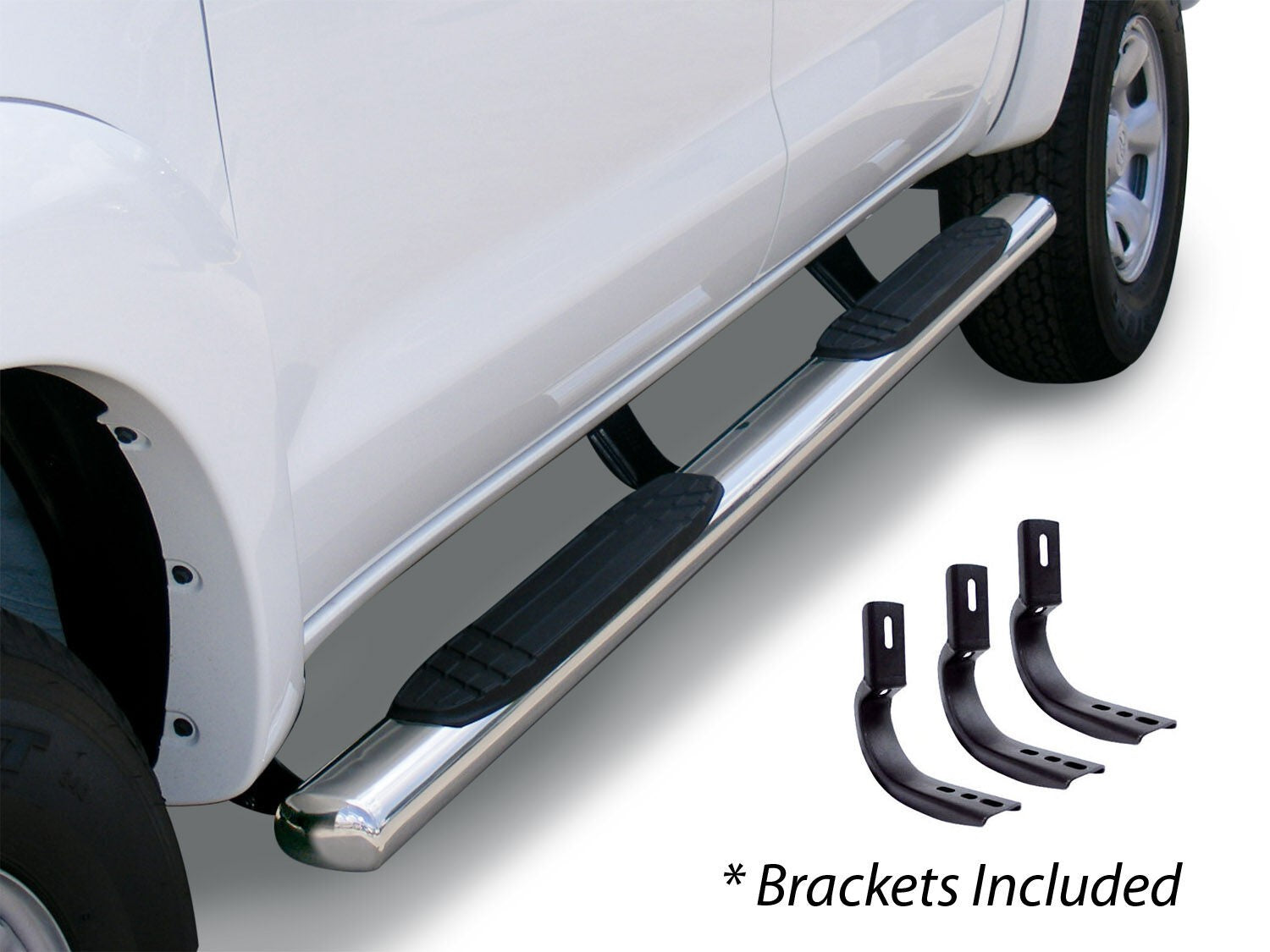 4 Inch OE Xtreme SideSteps With Mounting Bracket Kit Polished Stainless Steel 2022-2026 Toyota Tundra Extended Cab Go Rhino